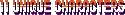 Pip Puzzle: Text reads "11 Unique Characters" in gradient orange and purple pixelated font.