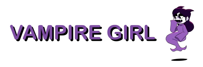 Vampire Girl Title – PizzaBoy PizzaBoy: Purple text “VAMPIRE GIRL” on black, with cartoon vampire girl at right.