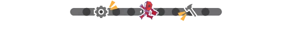 Build a Tractormech – Planetation Planetation: White pixel text “BUILD A TRACTORMECH” under a gray icon bar with a red figure.
