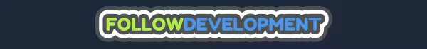 Pocket Wheels: Text reads "FOLLOW DEVELOPMENT" in bold green and blue with a white outline.