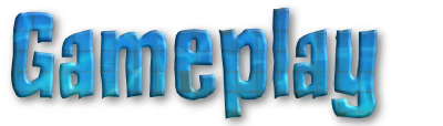 Poolscape: The word "Gameplay" in bold, blue, water-textured 3D letters on a black background.