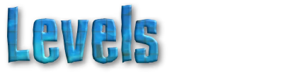 Poolscape: The word "Levels" in bold, blue 3D letters with a tiled texture on a black background.
