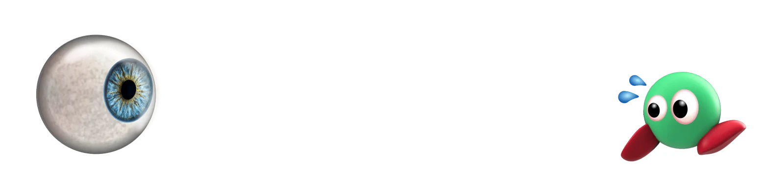 Eyeball Chase – Pop Optics Pop Optics: Large eyeball and green character with text "EMBRACE THE CHAOS!" in bold white.