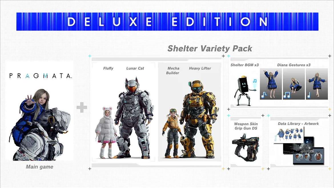 PRAGMATA: Deluxe Edition includes main game, character skins, gestures, BGM, and artwork.