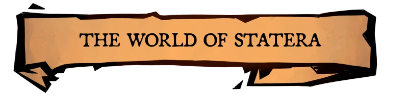Prelude Dark Pain: Banner with black serif text “THE WORLD OF STATERA”.