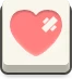 Press&Release: A pink heart with a bandage on a beige square button.