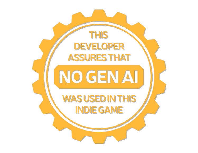 Princess Pomu and the 5 Moons: Gold gear with text "NO GEN AI WAS USED IN THIS INDIE GAME."