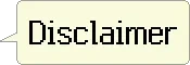 Progress98: Pixelated black text “Disclaimer” on a pale yellow dialog box.