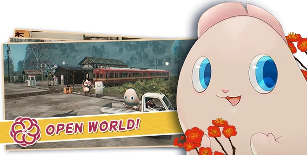 Promise Mascot Agency: Cartoon mascot with blue eyes, truck, train, and "OPEN WORLD!" text.