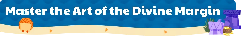 Divine Margin Banner – Prophet Margin Prophet Margin: Banner text “Master the Art of the Divine Margin” with icons and huts.