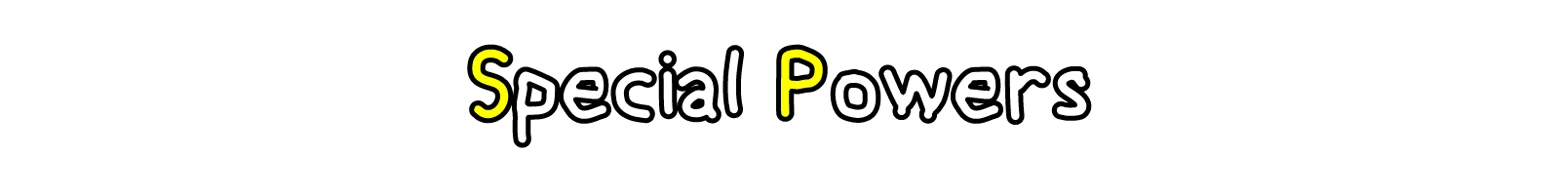 Quacolé Tennis: "Special Powers" text in bold, outlined font with yellow and white highlights.