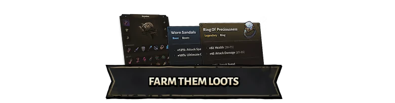 Raiders of Blackveil: Inventory screen with items like Worn Sandals and Ring of Preciousness.