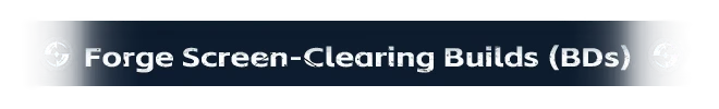 Reincarnation Insurance Program: Dark blue banner with "Forge Screen-Clearing Builds (BDs)" text.