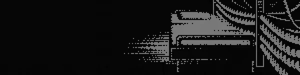 REPOSE: Black and white pixel art showing a bed and curtains in a dark room.