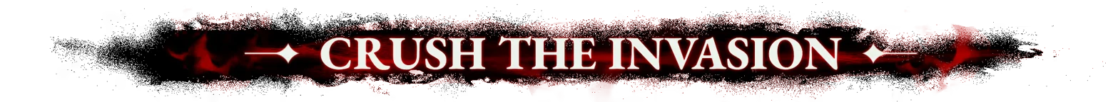 Crush Invasion Banner – ReVamp ReVamp: White serif text “CRUSH THE INVASION” on red brushstroke banner.