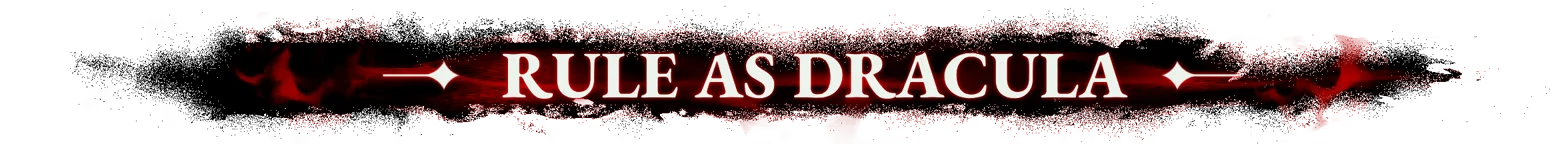 Rule as Dracula – ReVamp ReVamp: White text “RULE AS DRACULA” on red brushstroke banner with ornaments.