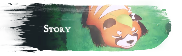 Riddledale: A sleeping creature with a leaf on its head, next to the word "Story" in white text.