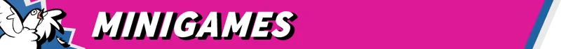Minigames Section – Rift of the NecroDancer Rift of the NecroDancer: A white bird on pink background with bold text "MINIGAMES".