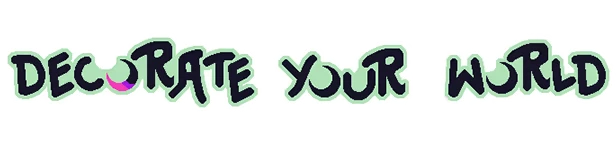 Ritual of Raven: "Decorate Your World" text in playful, bold font with green outline.