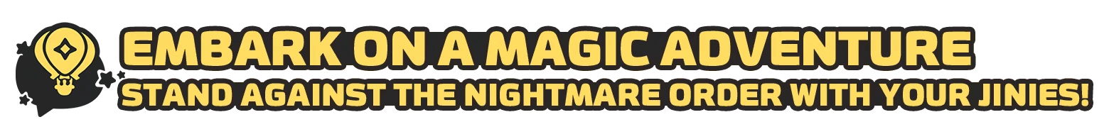 Roco Kingdom: Yellow banner text “EMBARK ON A MAGIC ADVENTURE” with icon left.