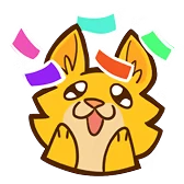 Rodent Rumble: Cartoon yellow rodent with tongue out under colorful confetti strips.