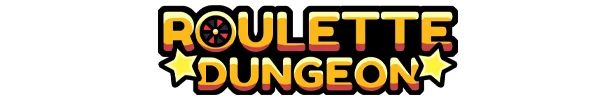 Roulette Dungeon: Bold yellow and red gradient text with roulette wheel and star accents.