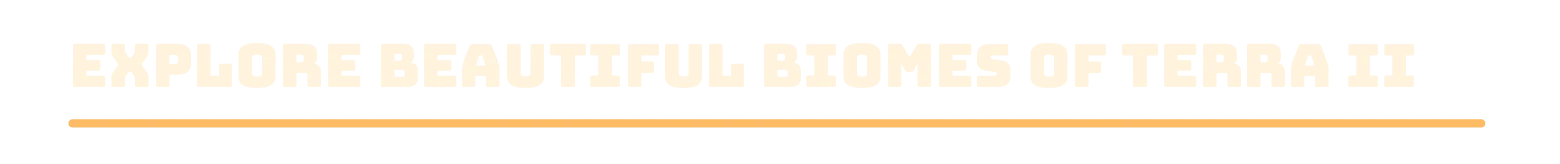 Rover’s Tale: Bold white pixel text reads “EXPLORE BEAUTIFUL BIOMES OF TERRA II”.