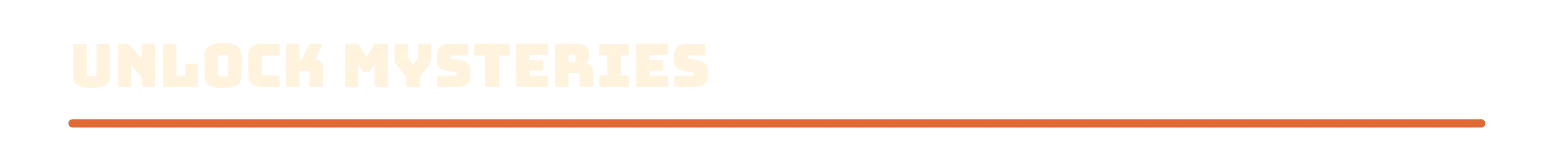 Rover’s Tale: Large white pixel text “UNLOCK MYSTERIES” above an orange line.