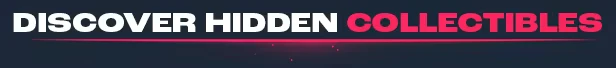 Rumbral: White and pink text reads "DISCOVER HIDDEN COLLECTIBLES" on a dark background.