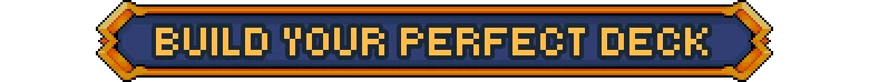 Rune Dice: Pixelated banner with "BUILD YOUR PERFECT DECK" in bold yellow text on blue.