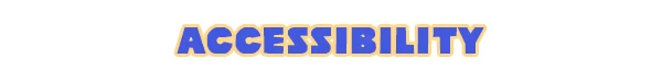 Sacre Bleu: The word "ACCESSIBILITY" in bold blue letters with a yellow outline.