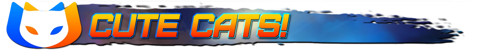 Schrodinger's Cat Burglar: Bold text "CUTE CATS!" with a stylized cat face on a blue banner.