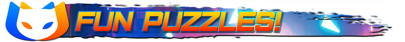 Schrodinger's Cat Burglar: Stylized cat face icon next to bold, colorful "FUN PUZZLES!" text.