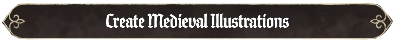 Create Medieval Illustrations – Scriptorium: Master of Manuscripts Scriptorium: Banner reading “Create Medieval Illustrations” in white Gothic text.
