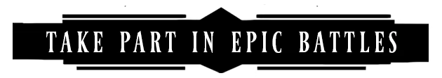 Seekers Aeterna: Bold white text on black background reads "TAKE PART IN EPIC BATTLES".