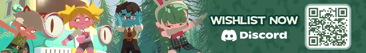 Wishlist Banner – Seikyu Let’s Go! Seikyu Let’s Go!: Three cartoon characters, “WISHLIST NOW” and Discord text, QR code.