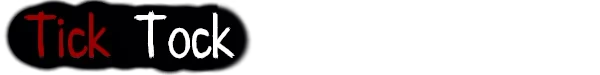 Separated: The image shows the words "Tick Tock" on a black background, with "Tick" in red and "Tock" in white.