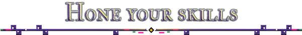 Shadows of Chroma Tower: "Hone Your Skills" text in bold, gradient style with decorative lines.