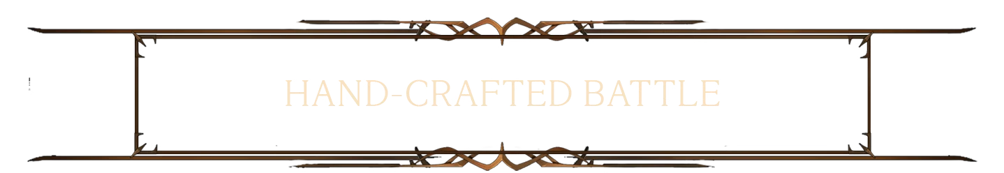 Shardbreakers: "Hand-Crafted Battle" text in ornate brown frame with decorative corners.