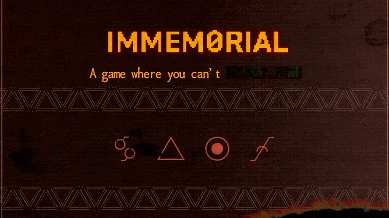 Short Short Fictions: Pixel title “IMMEMORIAL” with icons on a dark patterned background.