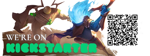 Kickstarter Promo – Sil and the Fading World Sil and the Fading World: Character with blue flame head, QR code, "WE'RE ON KICKSTARTER" text.