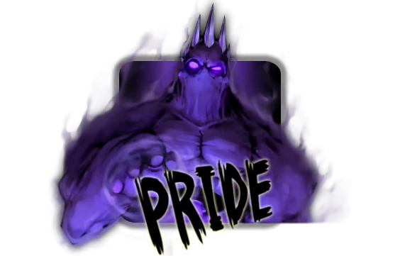 Sincognito: A purple, shadowy figure with glowing eyes and spikes, text "PRIDE" in bold letters.