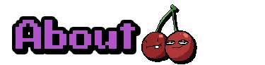 About Cherries – Slot or Not Slot or Not: Purple pixel text “About” beside two red cherries with faces on black.