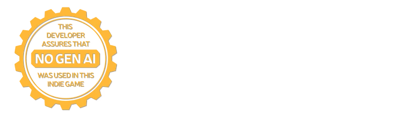 Solar Voltage: Gold gear emblem with text "NO GEN AI was used in this indie game" on black background.