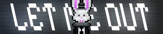 Soul Containers: Pixel rabbit centered over large white text reading LET IT OUT on gray background.
