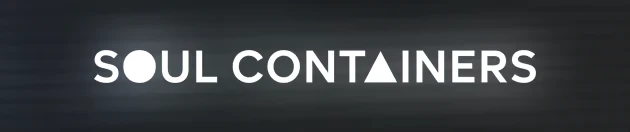 Soul Containers: White SOUL CONTAINERS title on dark gray background, triangle A icon.