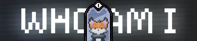 Soul Containers: Pixel art cat in a capsule over large white text “WHOGAMI” on gray background.