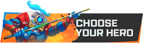 Sparkball: Armored character with blue hair holds a staff; text reads "CHOOSE YOUR HERO."