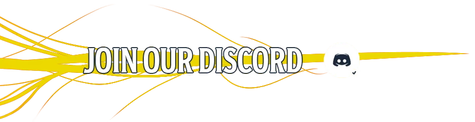 Spellcasters Chronicles: "JOIN OUR DISCORD" text with yellow, swirling lines and Discord logo.