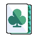 SpinBound: Pixel-art card with green club suit icon and teal patterned right border.